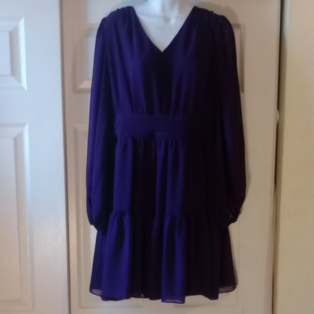 MSK Deep Purple Tiered Babydoll Dress, Medium